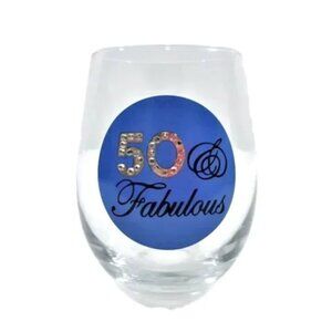 50th Birthday Wine Glass with Rhinestones, 15 oz